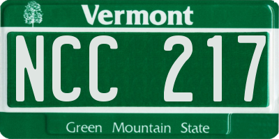 VT license plate NCC217