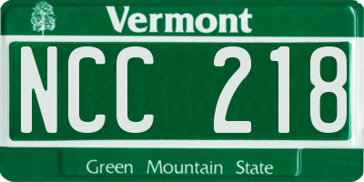 VT license plate NCC218