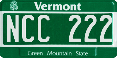 VT license plate NCC222