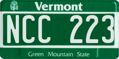 VT license plate NCC223