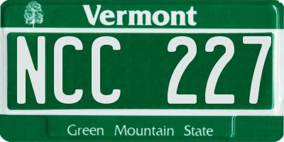 VT license plate NCC227