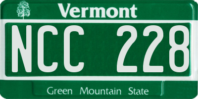 VT license plate NCC228