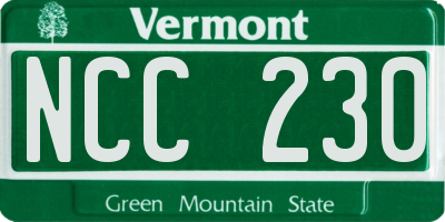 VT license plate NCC230