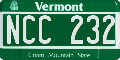 VT license plate NCC232