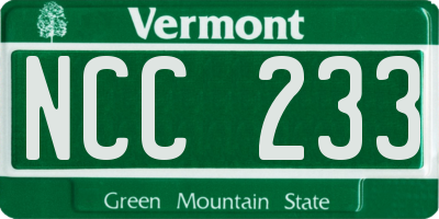 VT license plate NCC233