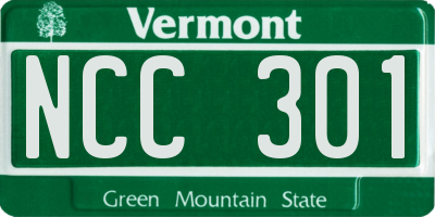 VT license plate NCC301
