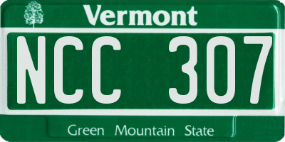 VT license plate NCC307