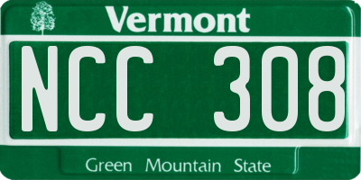 VT license plate NCC308