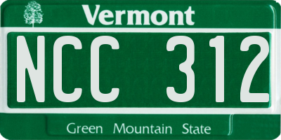 VT license plate NCC312
