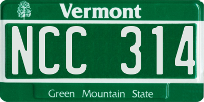 VT license plate NCC314