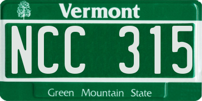 VT license plate NCC315