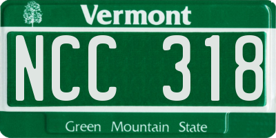 VT license plate NCC318