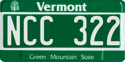 VT license plate NCC322