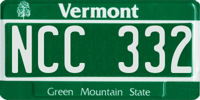 VT license plate NCC332