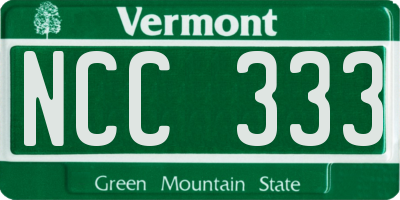 VT license plate NCC333