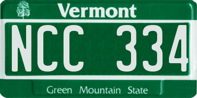 VT license plate NCC334
