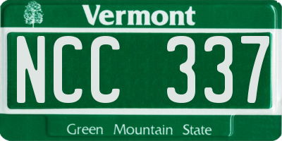 VT license plate NCC337