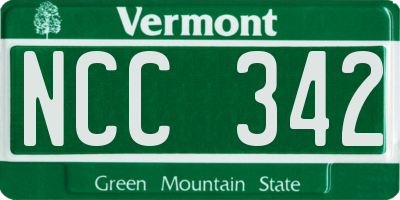 VT license plate NCC342