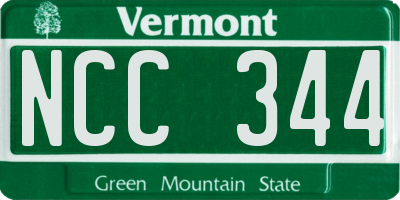 VT license plate NCC344