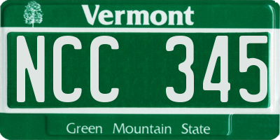 VT license plate NCC345