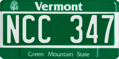 VT license plate NCC347