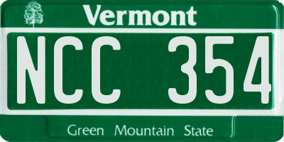 VT license plate NCC354