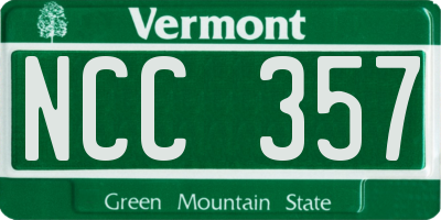 VT license plate NCC357