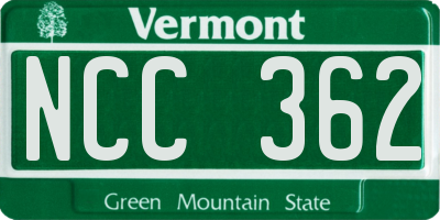 VT license plate NCC362