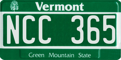 VT license plate NCC365