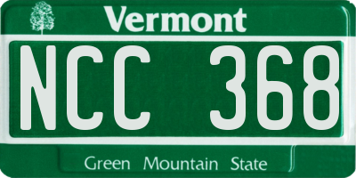 VT license plate NCC368