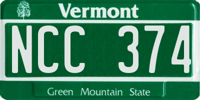VT license plate NCC374