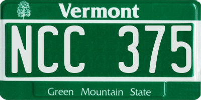 VT license plate NCC375