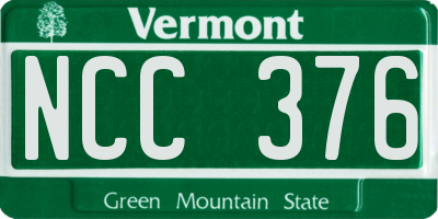 VT license plate NCC376