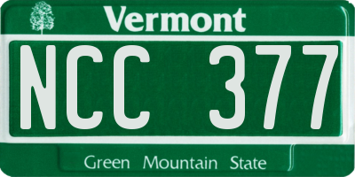 VT license plate NCC377