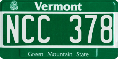 VT license plate NCC378
