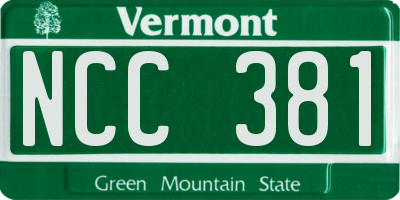 VT license plate NCC381