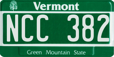 VT license plate NCC382