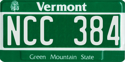 VT license plate NCC384
