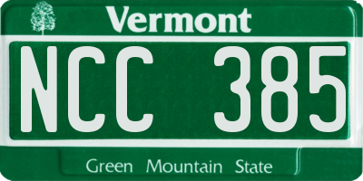 VT license plate NCC385