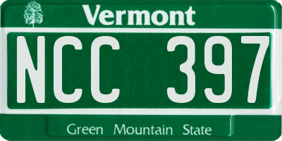 VT license plate NCC397