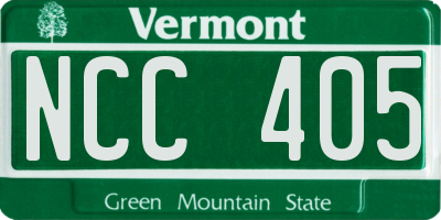 VT license plate NCC405