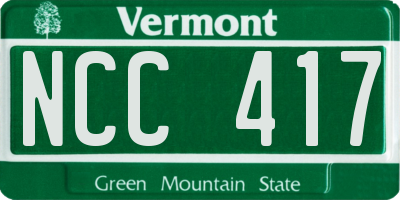 VT license plate NCC417
