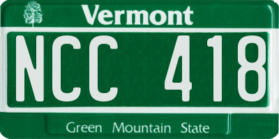 VT license plate NCC418