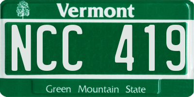 VT license plate NCC419