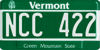 VT license plate NCC422