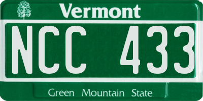 VT license plate NCC433
