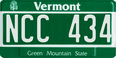 VT license plate NCC434