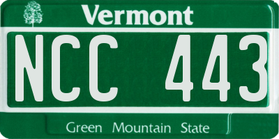 VT license plate NCC443