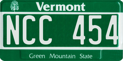 VT license plate NCC454