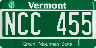 VT license plate NCC455